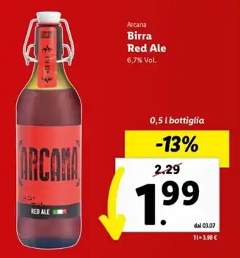 Lidl Arcana Birra Red Ale 0,5 l offerta