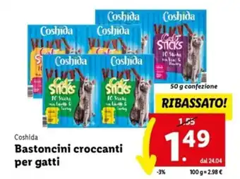 Lidl Coshida Bastoncini croccanti per gatti 50 g offerta