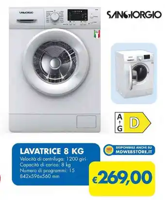 MD Discount SANGIORGIO LAVATRICE 8 KG offerta