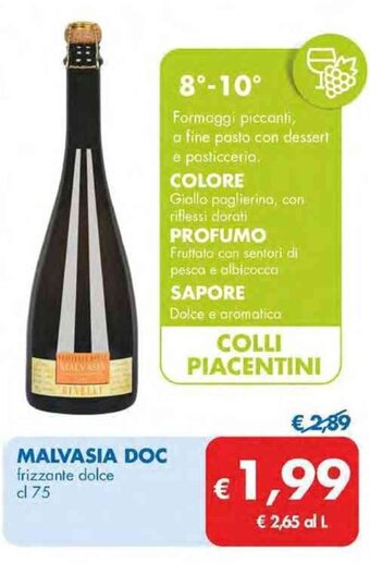 MD Discount MALVASIA DOC frizzante dolce cl 75 offerta