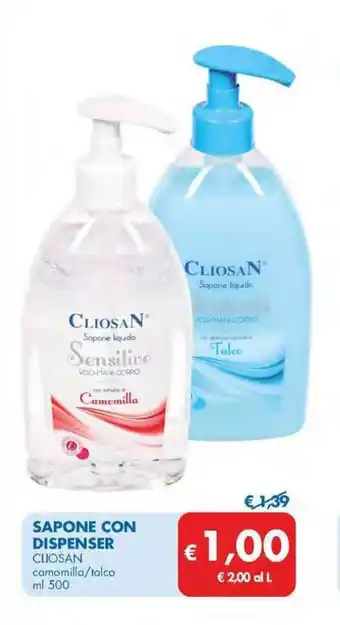 MD Discount SAPONE CON DISPENSER CLIOSAN camomilla/talco ml 500 offerta