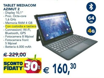Mediacom SmartPad Azimut 2 4G LTE-FDD 64 GB 25,6 Cm (10.1") Spreadtrum 4 GB Wi-Fi 4 (802.11n) Android 10 Nero