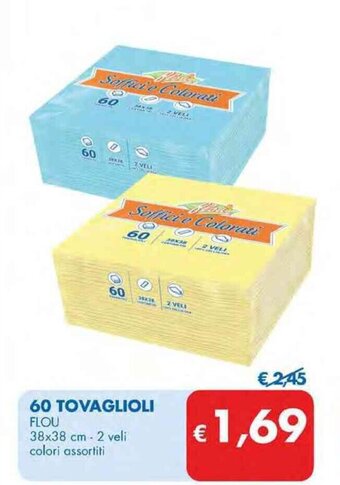 MD Discount 60 TOVAGLIOLI FLOU 38x38 cm - 2 veli colori assortiti offerta