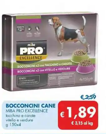 MD Discount BOCCONCINI CANE MIBA PRO EXCELLENCE tacchino e carote vitello e verdure g 150x4 offerta