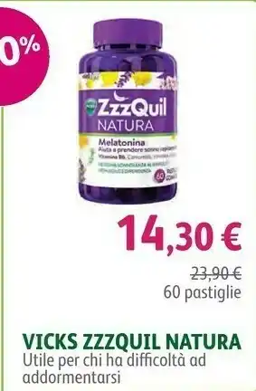 Lloyds Farmacia Vicks Zzzquil Natura Utile Per Chi Ha Difficoltà Ad Addormentarsi 60 Pastiglie offerta