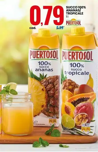 Eurospin Puertosol Succo 100% Ananas/ Tropicale offerta
