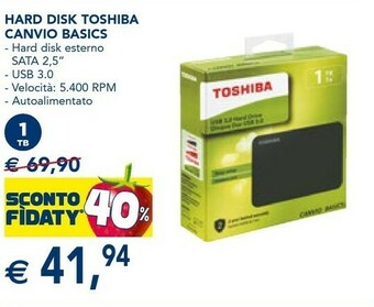 Esselunga Toshiba Hard Disk Canvio Basics offerta