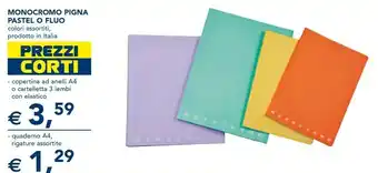 Esselunga Pigna Monocromo Pastel Quaderno A4 offerta
