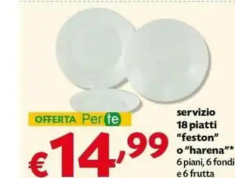 Pam Servizio 18 Piatti Feston O Harena 6 Piani offerta