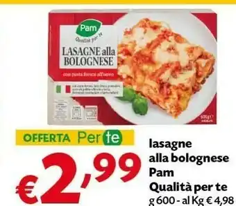 Pam Pam Qualita Per Te Lasagne Alla Blognese offerta