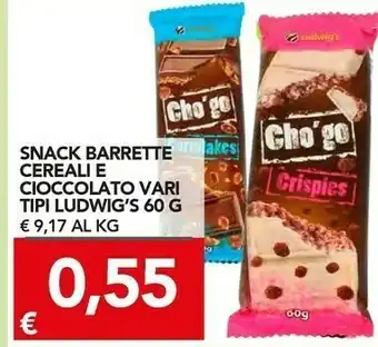TuoDi Tipi Ludwig's Snack Barrette Cereali E Cioccolato offerta