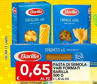 TuoDi Barilla Pasta offerta