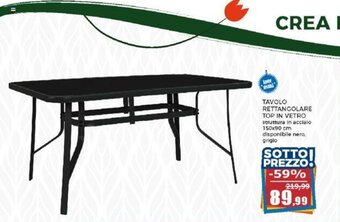 Happy Casa TAVOLO RETTANGOLARE TOP IN VETRO struttura in acciaio 150x90 cm offerta