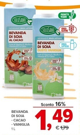 Todis Solosano bevanda di soia offerta
