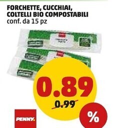 PENNY Penny forchette , cucchiai , coltelli bio compostabili offerta