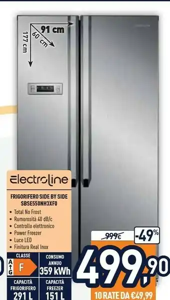 Unieuro Electroline Frigorifero Side By Side SBSE550NH3XF0 offerta
