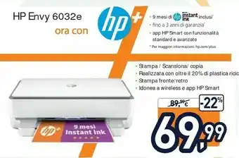 Unieuro HP ENVY 6032 Getto Termico D'inchiostro A4 4800 X 1200 DPI 10 Ppm Wi-Fi offerta