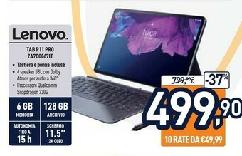 Unieuro Lenovo Tab P11 Pro ZA7D0067IT offerta