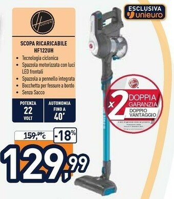 Hoover H-FREE 100 HF122UH 011 Senza Sacchetto Grigio, Titanio