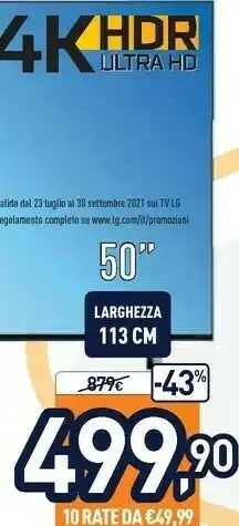 Unieuro LG Nanocell TV NANO756 50" offerta