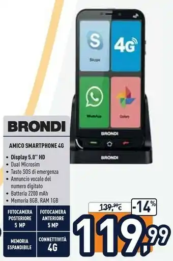 Unieuro Brondi Amico Smartphone 4G offerta