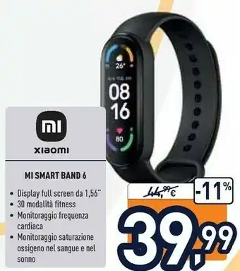 Unieuro Xiaomi Mi Smart Band 6 AMOLED Tracciatore Di Attività Da Braccio 3,96 Cm (1.56") Nero offerta