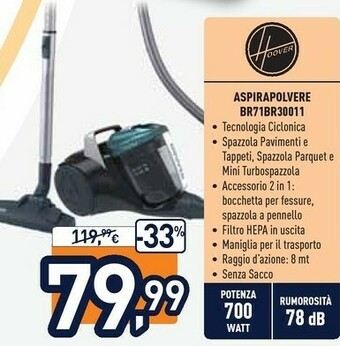 Unieuro Hoover Aspirapolvere BR71BR30011 offerta