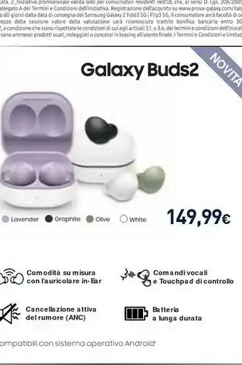 Unieuro Samsung Galaxy Buds2 Auricolari Bluetooth White Batteria 472 MAh offerta