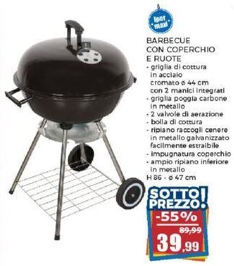 Happy Casa BARBECUE CON COPERCHIO E RUOTE offerta