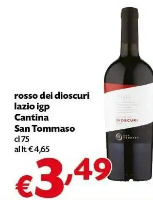 Pam San tommaso Rosso Dei Dioscuri Lazio Igp offerta
