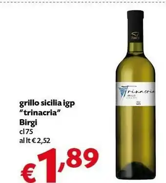 Pam Birgi Trinacria Grillo Sicilia Igp 750ml offerta