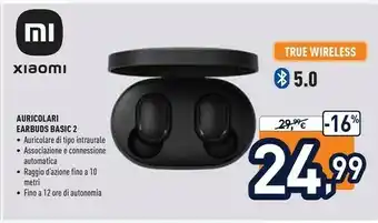 Unieuro Xiaomi Mi True Wireless Earbuds Basic 2 Cuffie Auricolare Nero Bluetooth offerta