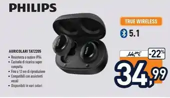 Unieuro Philips 2000 Series TAT2205BK/00 Cuffia E Auricolare Nero Bluetooth offerta