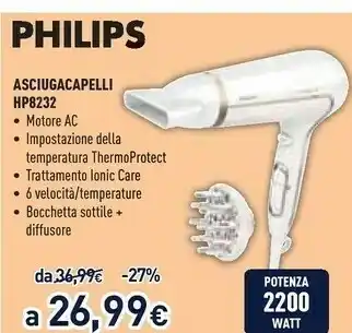 Unieuro Philips HP8232 2200 W Bianco offerta