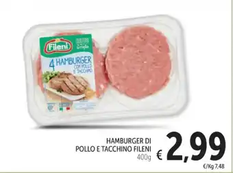 Spazio Conad HAMBURGER DI POLLO E TACCHINO FILENI 400g offerta