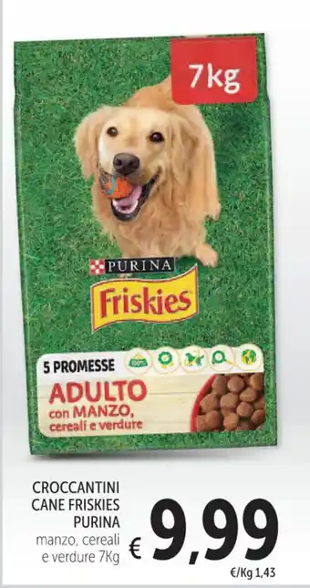 Spazio Conad CROCCANTINI CANE FRISKIES PURINA manzo, cereali e verdure 7Kg offerta