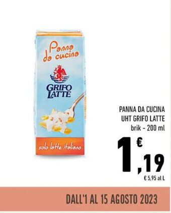 Conad PANNA DA CUCINA UHT GRIFO LATTE brik - 200 ml offerta