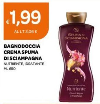 Ekom BAGNODOCCIA CREMA SPUMA DI SCIAMPAGNA NUTRIENTE, IDRATANTE ML 650 offerta