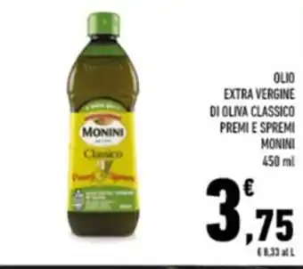Conad OLIO EXTRAVERGINE DI OLIVA CLASSICO PREMI E SPREMI MONINI 450 ml offerta