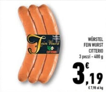 Conad WÜRSTEL FEIN WURST CITTERIO 3 pezzi - 400 g offerta