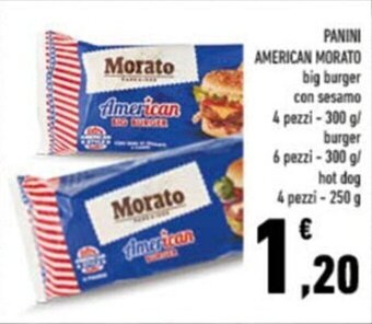 Conad PANINI AMERICAN MORATO big burger con sesamo 4 pezzi-300 g offerta