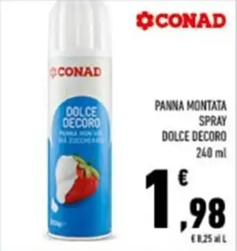 Conad PANNA MONTATA SPRAY DOLCE DECORO 240 ml offerta