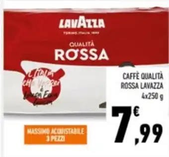 Conad CAFFÈ QUALITÀ ROSSA LAVAZZA 4x250 g offerta