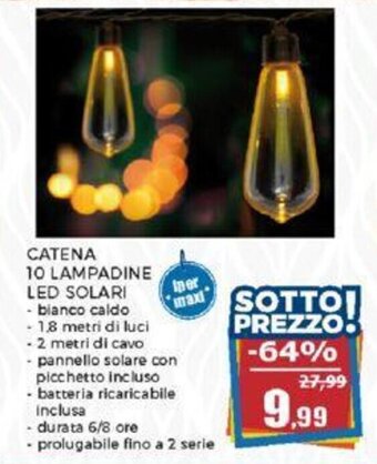 CATENA 10 LAMPADINE LED SOLARI