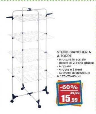 Happy Casa STENDIBIANCHERIA A TORRE - H 173x70x65 cm offerta