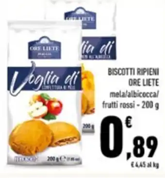 Conad BISCOTTI RIPIENI ORE LIETE mela/albicocca/ frutti rossi - 200 g offerta