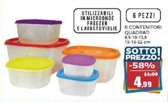 Happy Casa 6 CONTENITORI QUADRATI 8,5-10-12,5 15-18-22 cm offerta