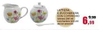 Happy Casa LATTIERA E ZUCCHERIERA CON COPERCHIO lattiera 250 ml zuccherie ra 300 ml decori assortiti offerta
