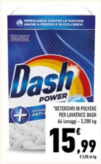 Conad DETERSIVO IN POLVERE PER LAVATRICE DASH 64 lavaggi-3,200 kg offerta