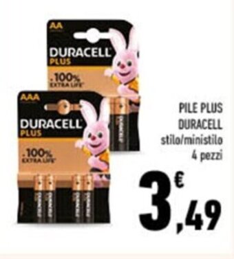 Conad PILE PLUS DURACELL stilo/ministilo 4 pezzi offerta